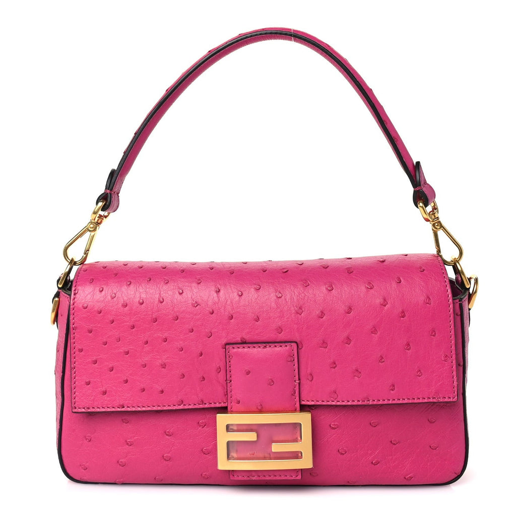 Fendi Ostrich Baguette Ciclamino Pilar
