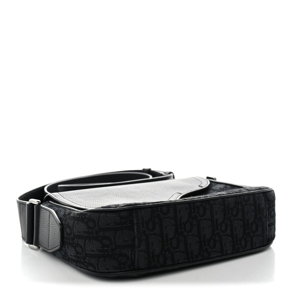 Dior Grained Calfskin Oblique Mini Saddle Messenger Black
