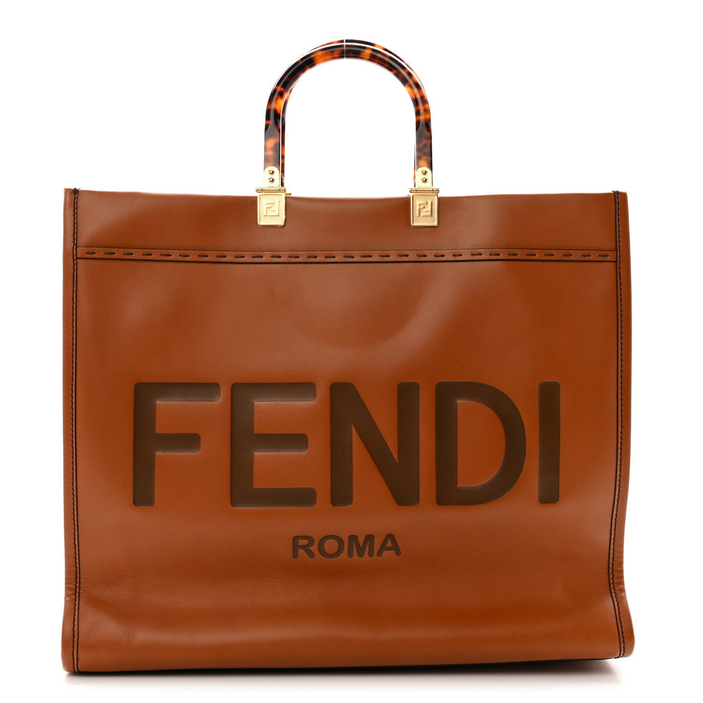 Fendi Vitello King Plexiglass Medium Fendi Sunshine Shopper Tote Cuoio