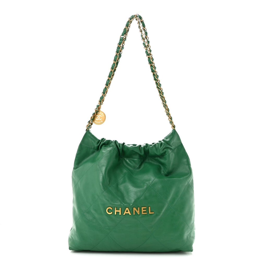 Chanel Shiny Calfskin Quilted Small Chanel 22 Green