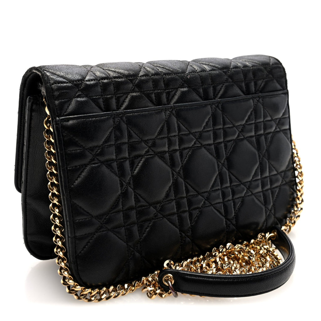 Dior Lambskin Cannage Medium Miss Dior Flap Black