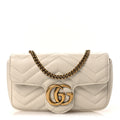 Gucci Calfskin Matelasse Super Mini GG Marmont Shoulder Bag White