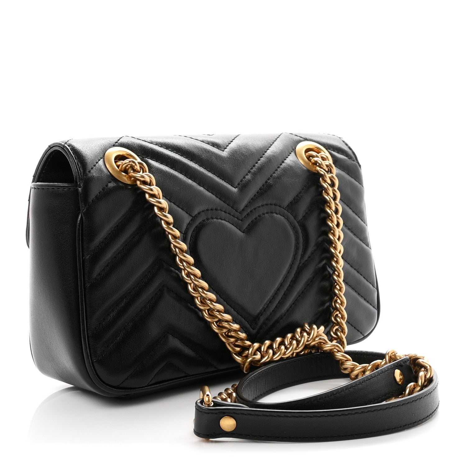 Gucci Calfskin Matelasse Mini GG Marmont Shoulder Bag Black