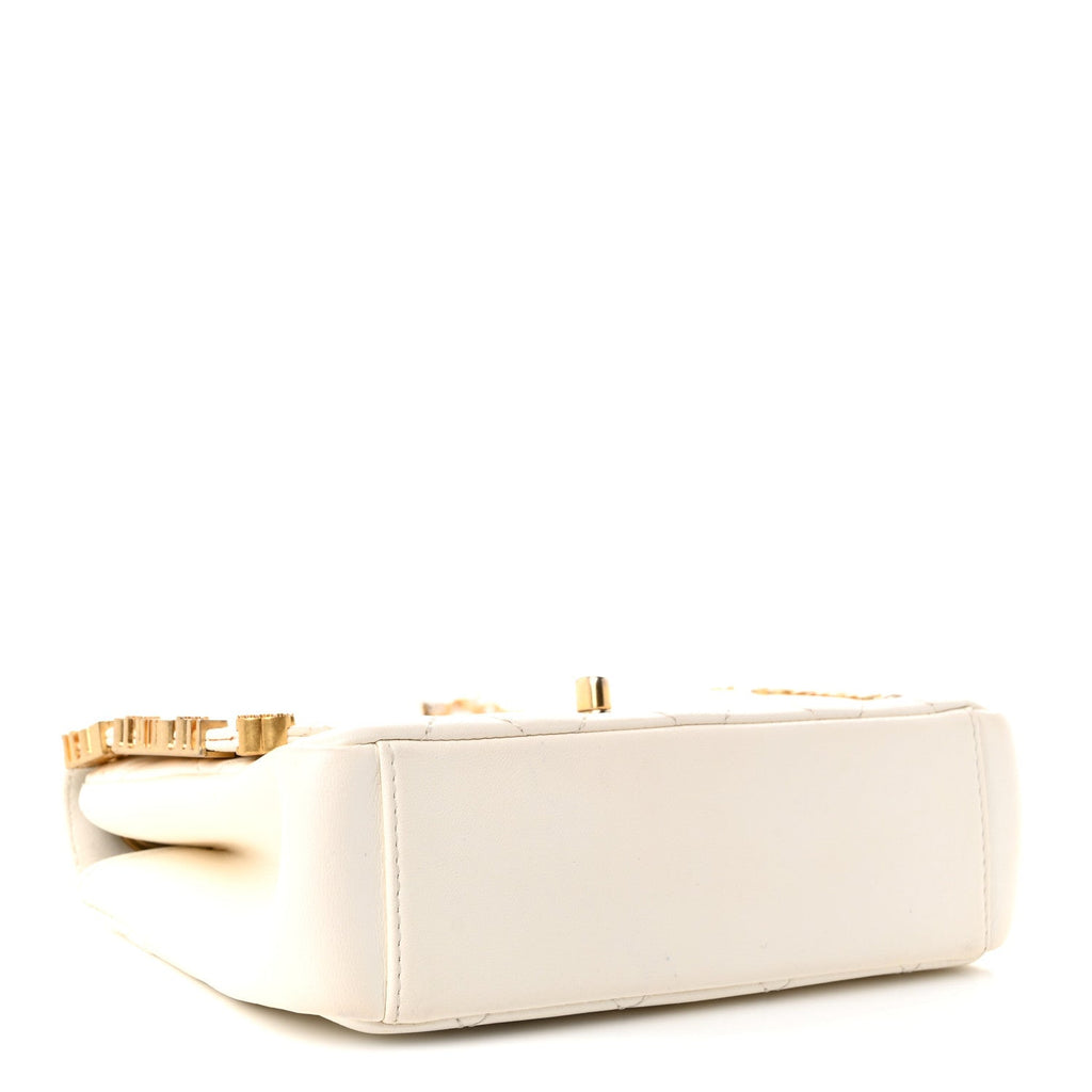 Chanel Lambskin Enamel Strass Quilted Mini Paris Monaco Flap White