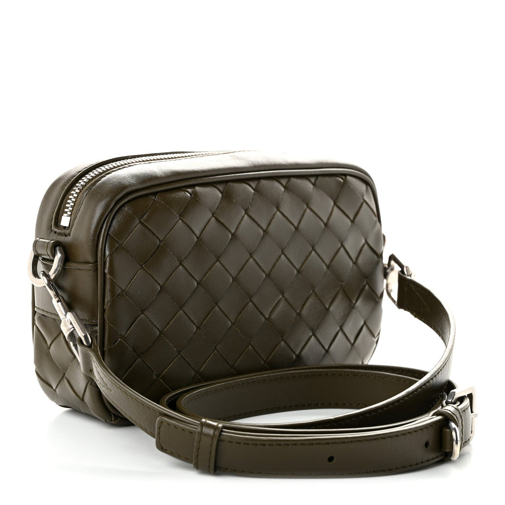 Bottega Veneta Calfskin Intrecciato Small Camera Bag Mud