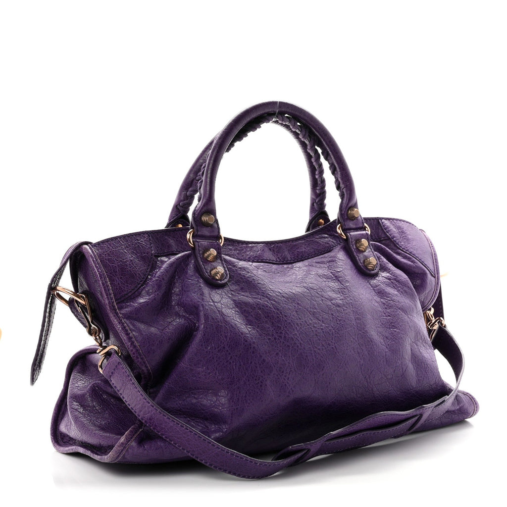 Balenciaga Agneau Giant 12 Rose Gold Hardware City Dark Violet