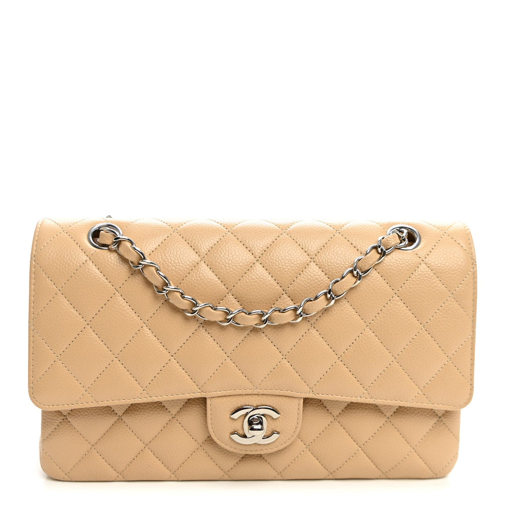 Chanel Caviar Quilted Medium Double Flap Beige