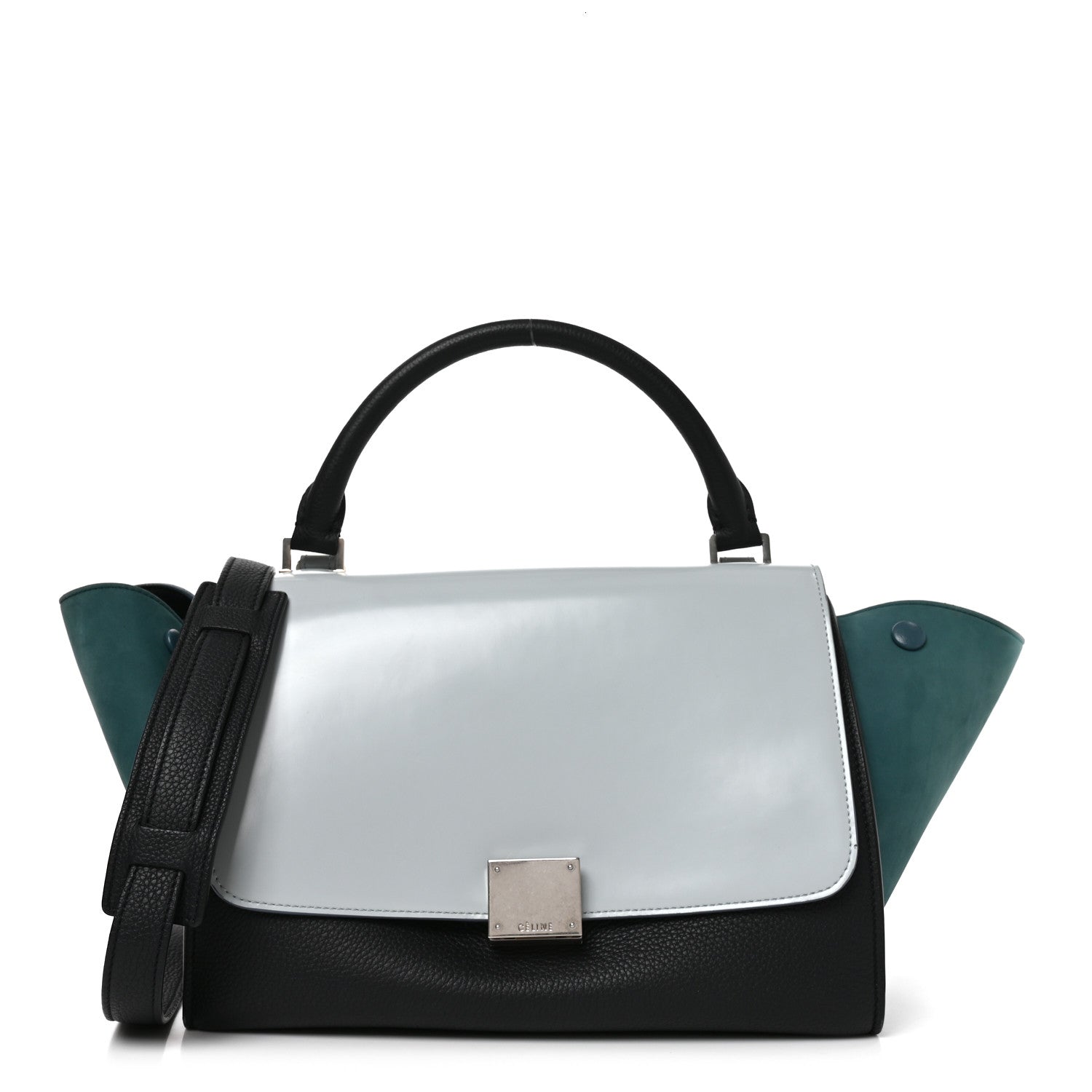 Celine Spazzolato Calfskin Nubuck Small Tri-color Trapeze Blue