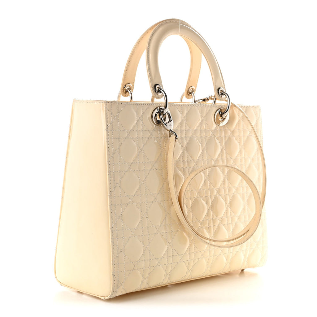 Dior Patent Cannage Large Lady Dior White