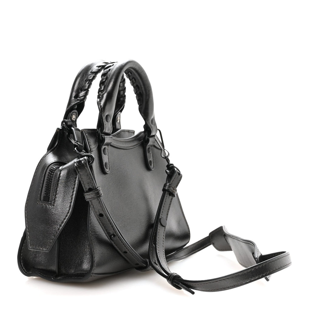 Balenciaga Smooth Calfskin Neo Classic Black Hardware Mini City Gunmetal