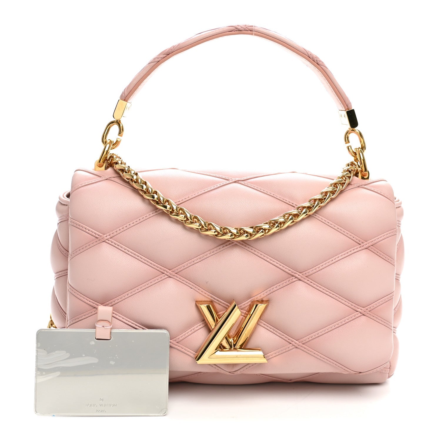 Louis Vuitton Lambskin Malletage Top Handle GO-14 MM Raspberry