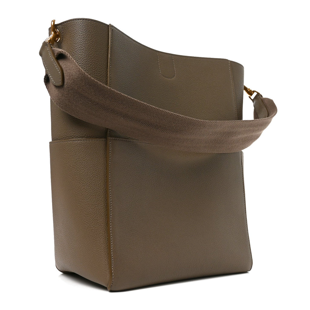 Celine Soft Grained Calfskin Sangle Bucket Bag Taupe