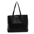 Fendi Vitello Vienna Enamel F is Fendi Shopping Tote Black Taupe