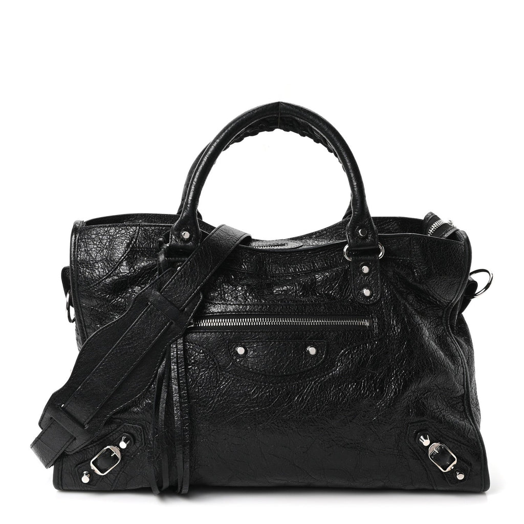 Balenciaga Agneau Classic Silver Hardware City Black