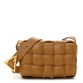 Bottega Veneta Nappa Maxi Intreccio Small Padded Cassette Crossbody Bag Camel front view
