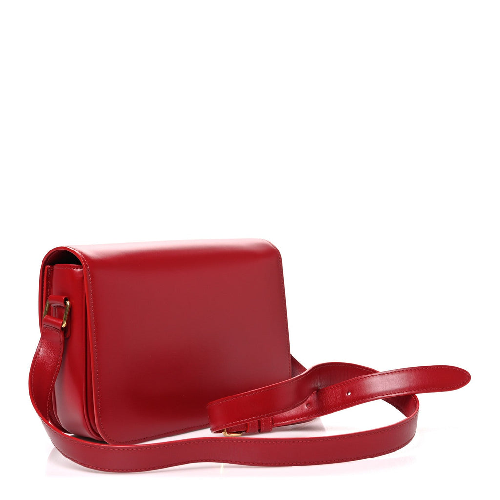 Celine Shiny Calfskin Medium Triomphe Red Red