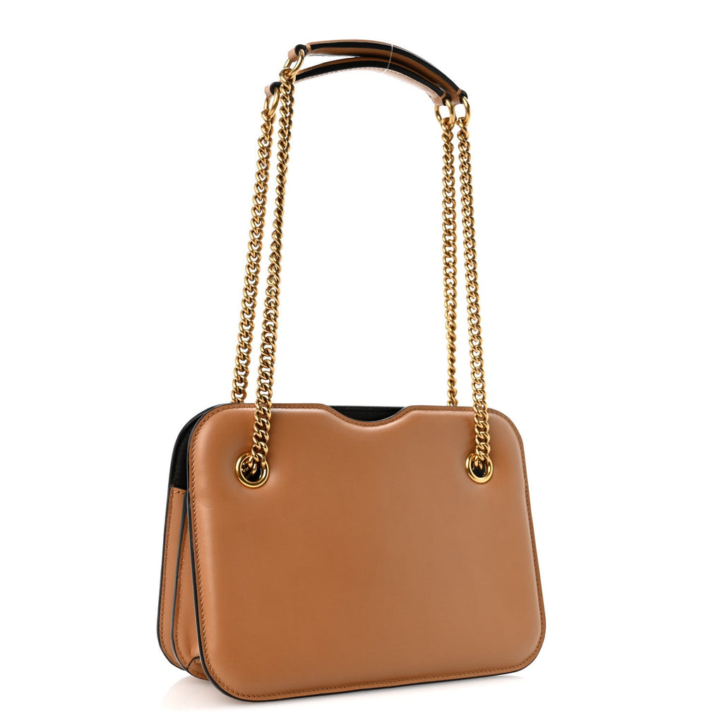 Fendi Vitello King Nubuck Pequin Karligraphy Pocket Shoulder Bag Biscuit Tobacco Moro