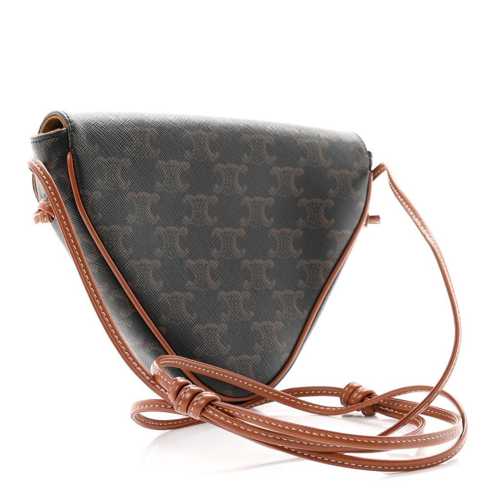 Celine Triomphe Canvas Triangle Crossbody Bag Tan