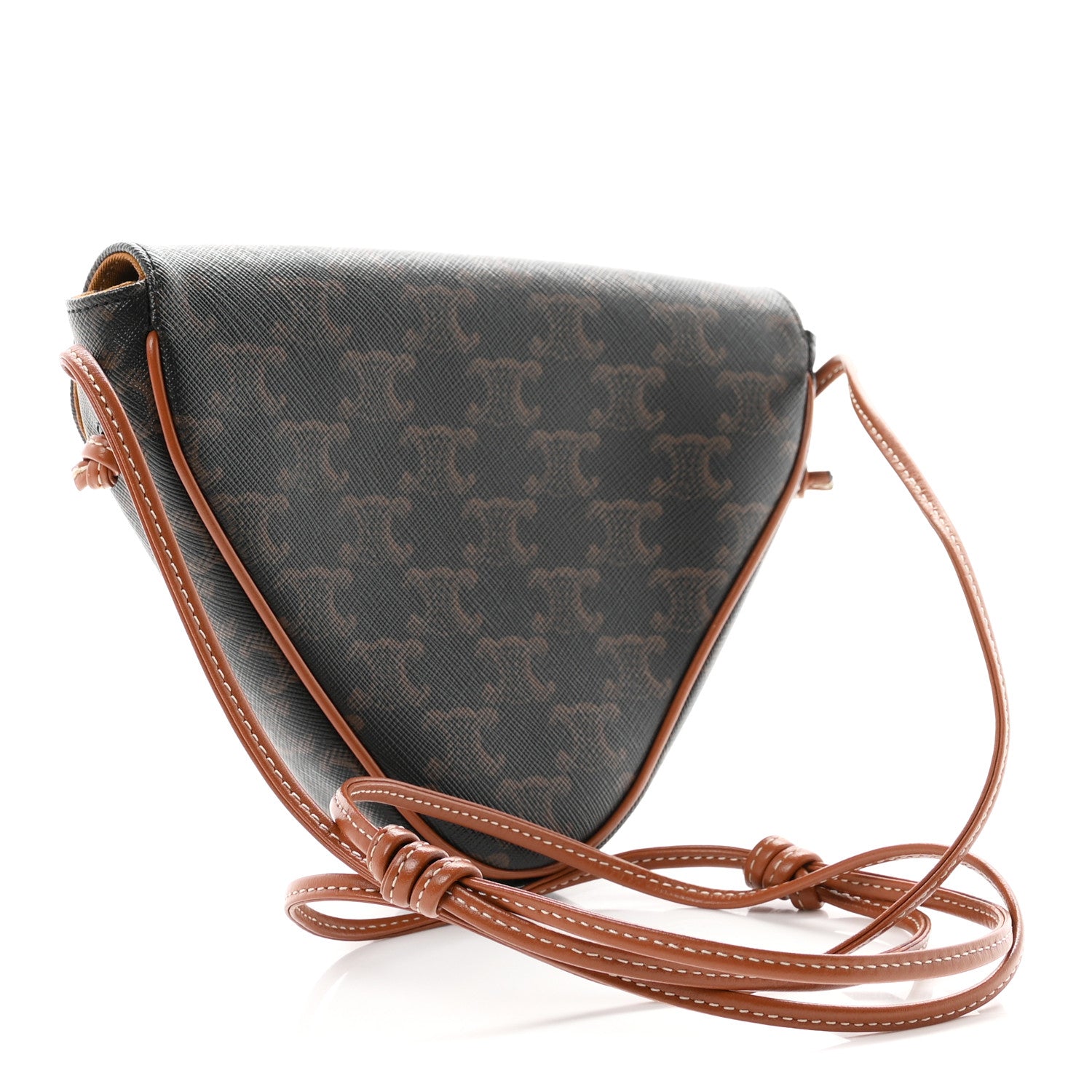Celine Triomphe Canvas Triangle Crossbody Bag Tan