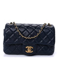 Chanel Lambskin Quilted Mini Rectangular Pearl Crush Flap Navy