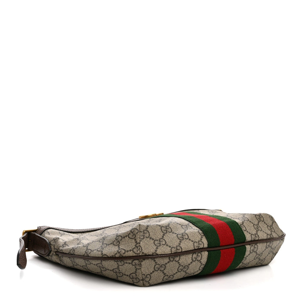 Gucci GG Supreme Monogram Web Small Ophidia Half Moon Hobo Brown