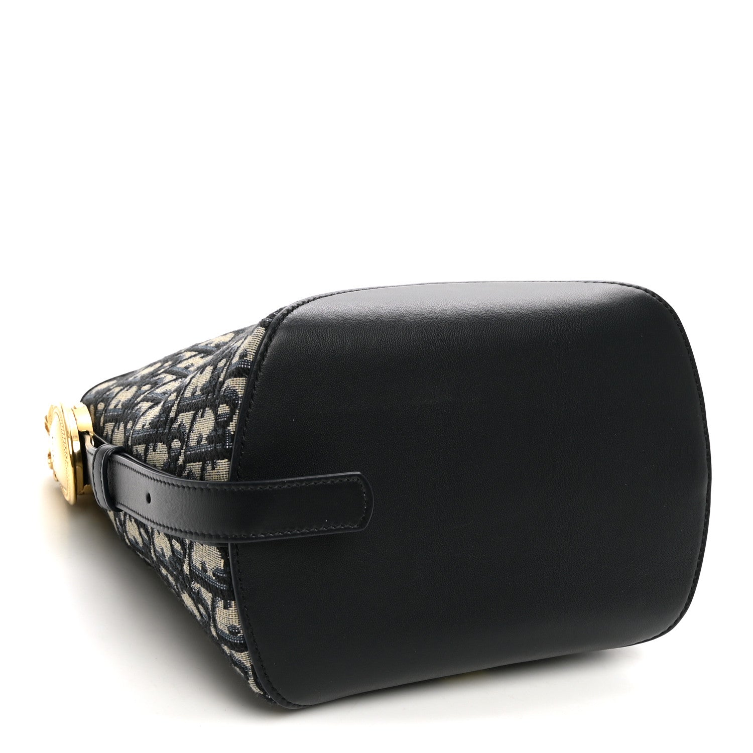 Dior Oblique Calfskin Small Medaillon Bucket Bag Blue