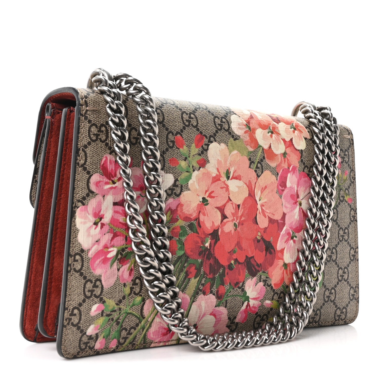 Gucci GG Supreme Monogram Blooms Small Dionysus Shoulder Bag Beige Multicolor Dry Rose