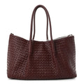 Bottega Veneta Calfskin Intrecciato Pinacoteca Reversible Tote Madder Brown Lunar