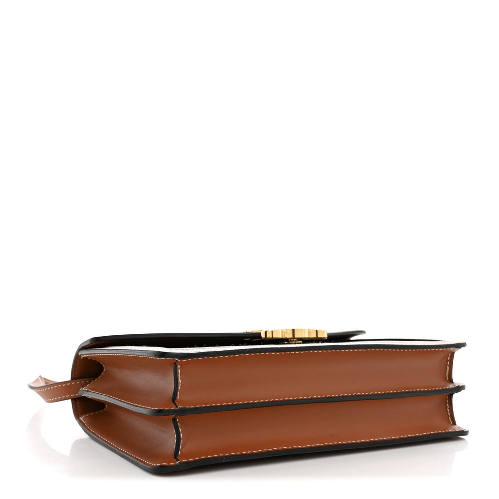 Celine Triomphe Canvas Calfskin Enveloppe Bag Tan