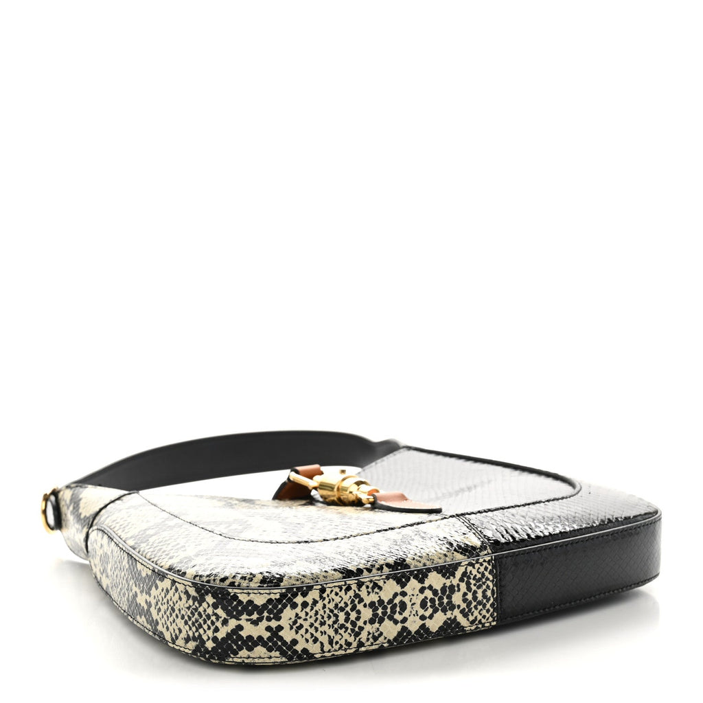 Gucci Snakeskin Small Jackie 1961 Hobo Black Beige