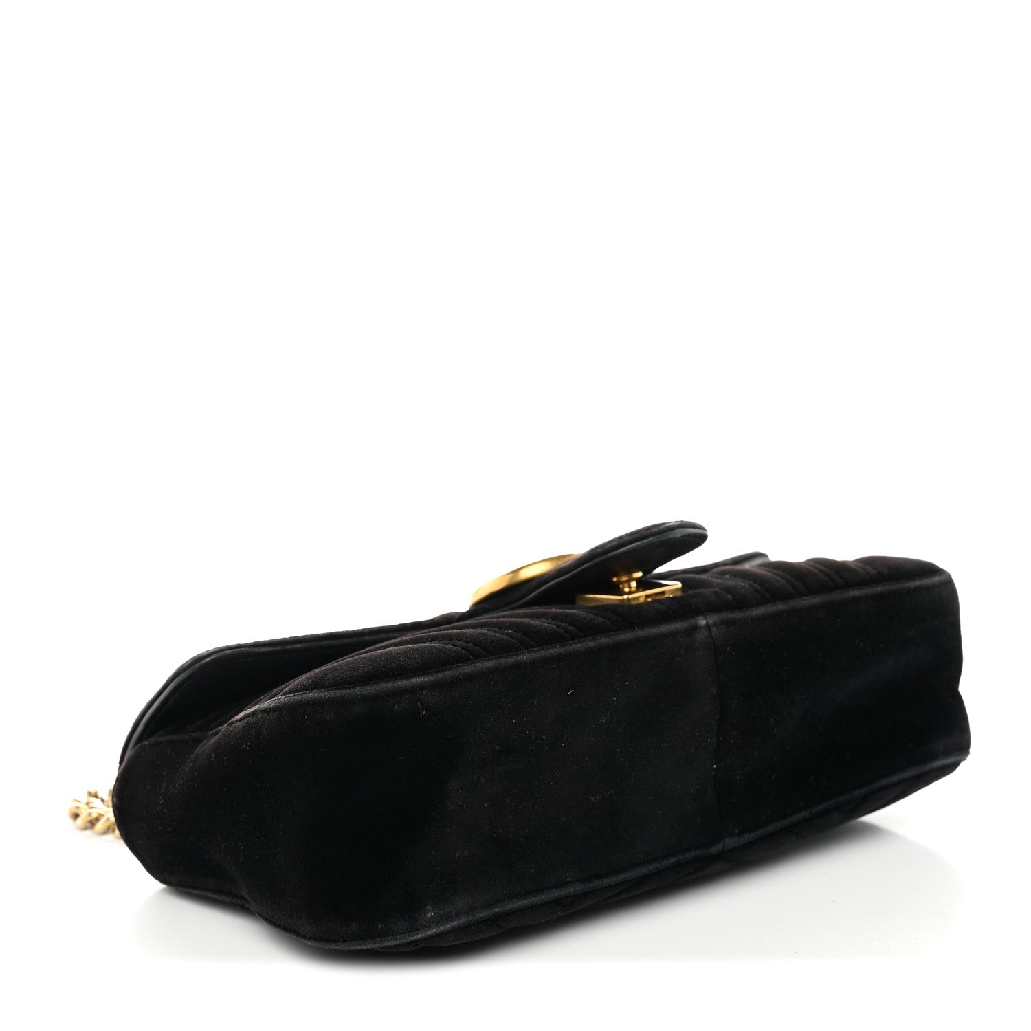 Gucci Velvet Matelasse Mini GG Marmont Shoulder Bag Black