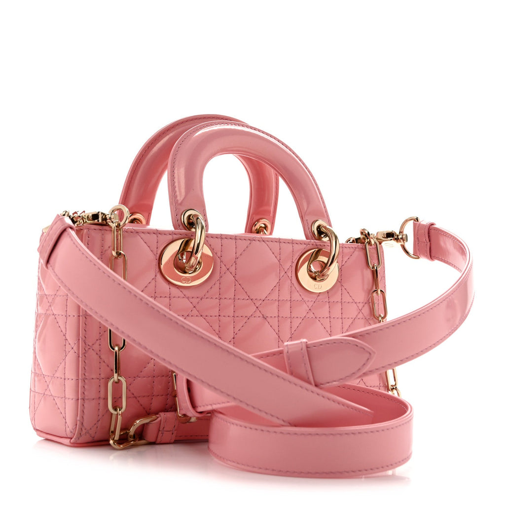Dior Metallic Lambskin Cannage Small Lady D-Joy Pink