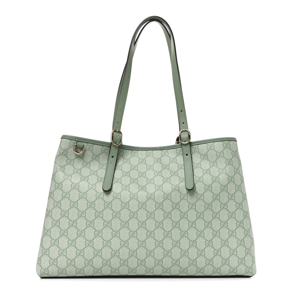Gucci GG Supreme Monogram Emblem Large Tote Bag Sage Green