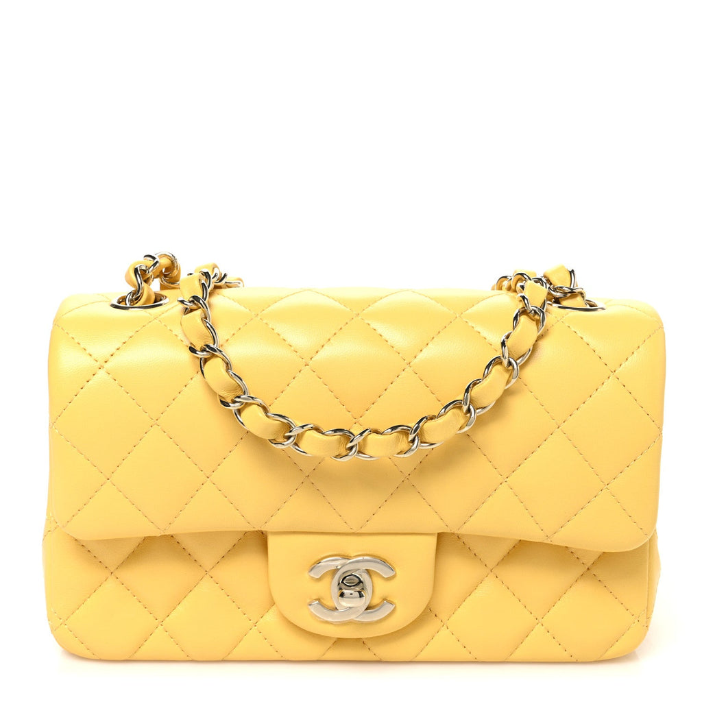 Chanel Lambskin Quilted Mini Rectangular Flap Yellow