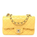 Chanel Lambskin Quilted Mini Rectangular Flap Yellow