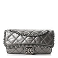 Chanel Metallic Calfskin Quilted Medium Chain Me Flap Grey