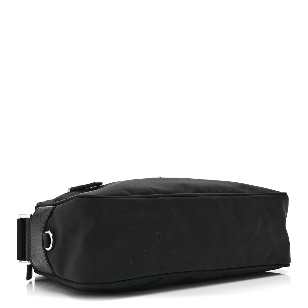 Prada Re-Nylon Vela Saffiano Pocket Double Zip Shoulder Bag Black