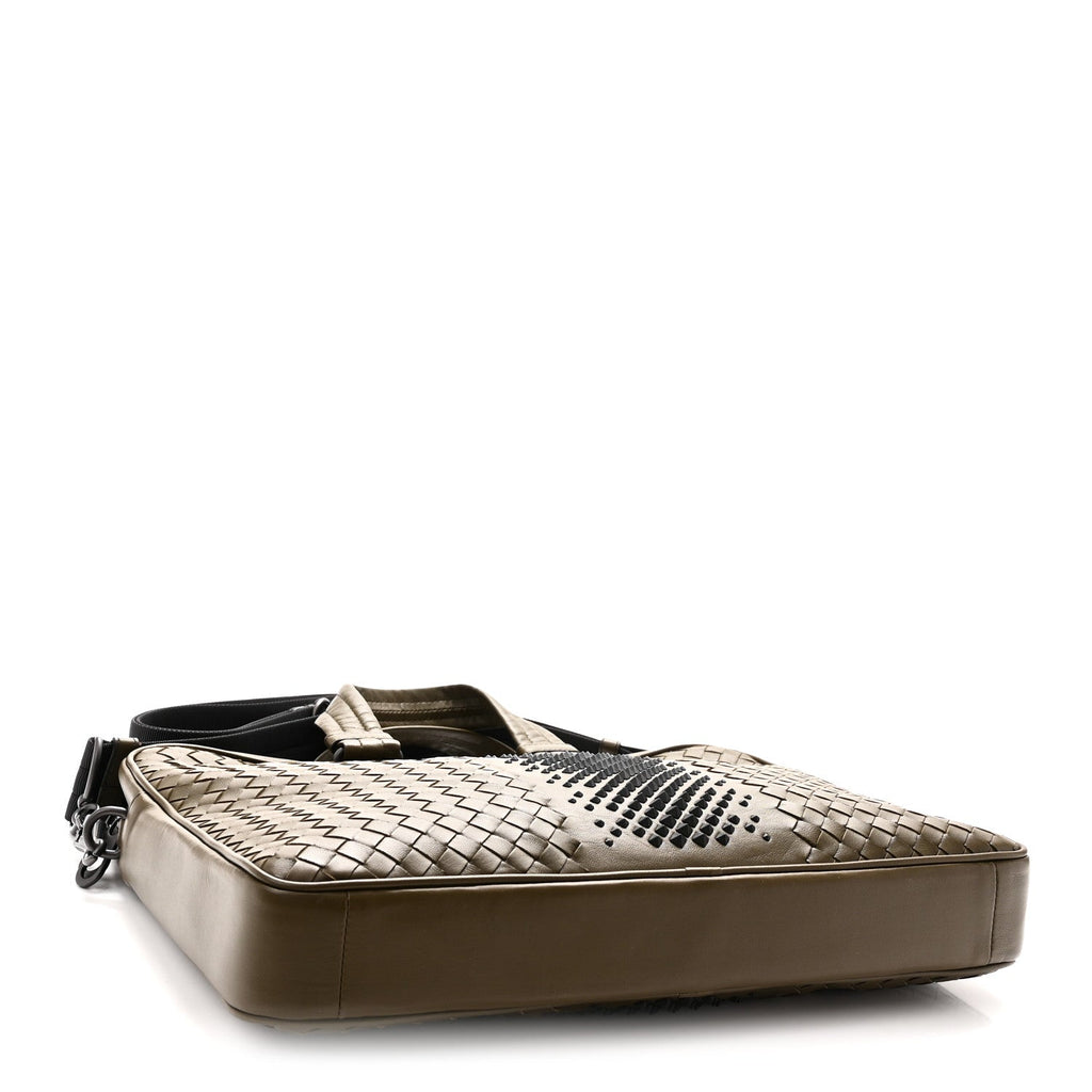 Bottega Veneta Nappa Intrecciato Medium Briefcase Khaki