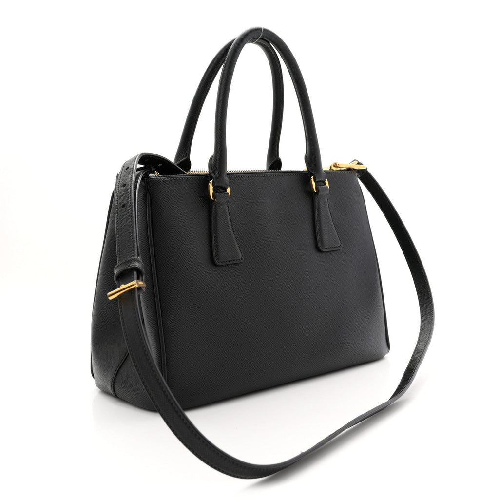 Prada Saffiano Small Galleria Double Zip Tote Black
