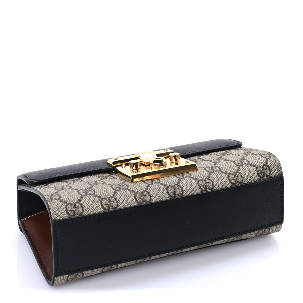 Gucci GG Supreme Monogram Calfskin Padlock Mini Shoulder Bag Brown