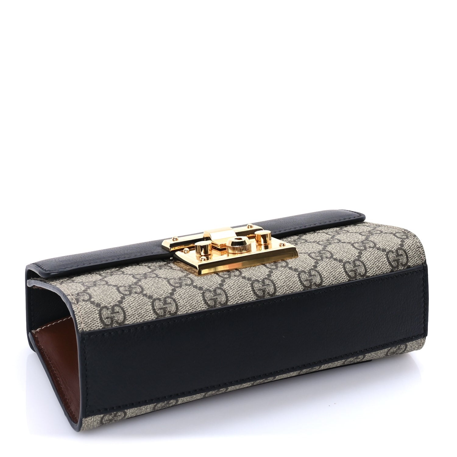 Gucci GG Supreme Monogram Calfskin Padlock Mini Shoulder Bag Brown