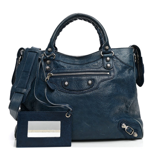 Balenciaga Agneau Giant 12 Silver Hardware Velo Bleu Mineral