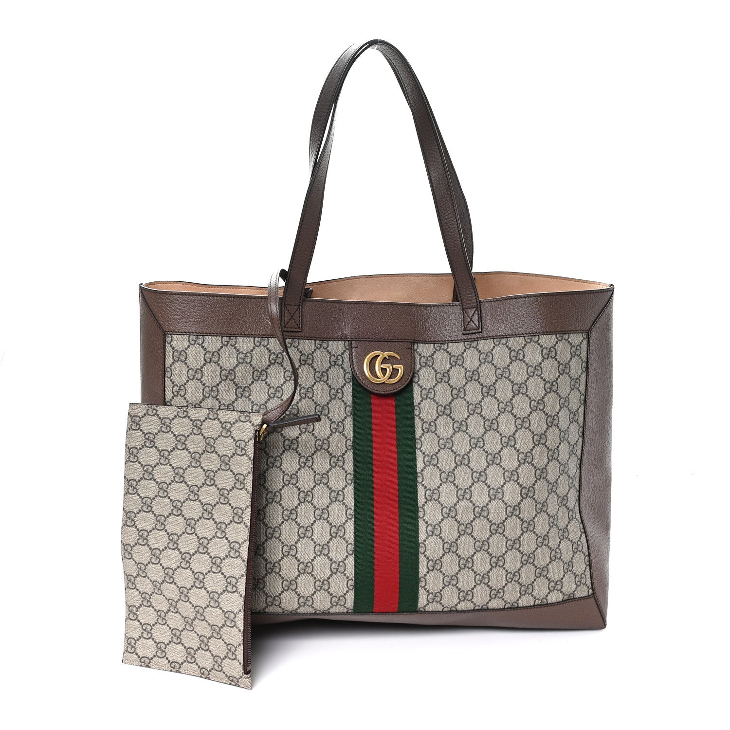 Gucci GG Supreme Monogram Web Ophidia Tote Brown