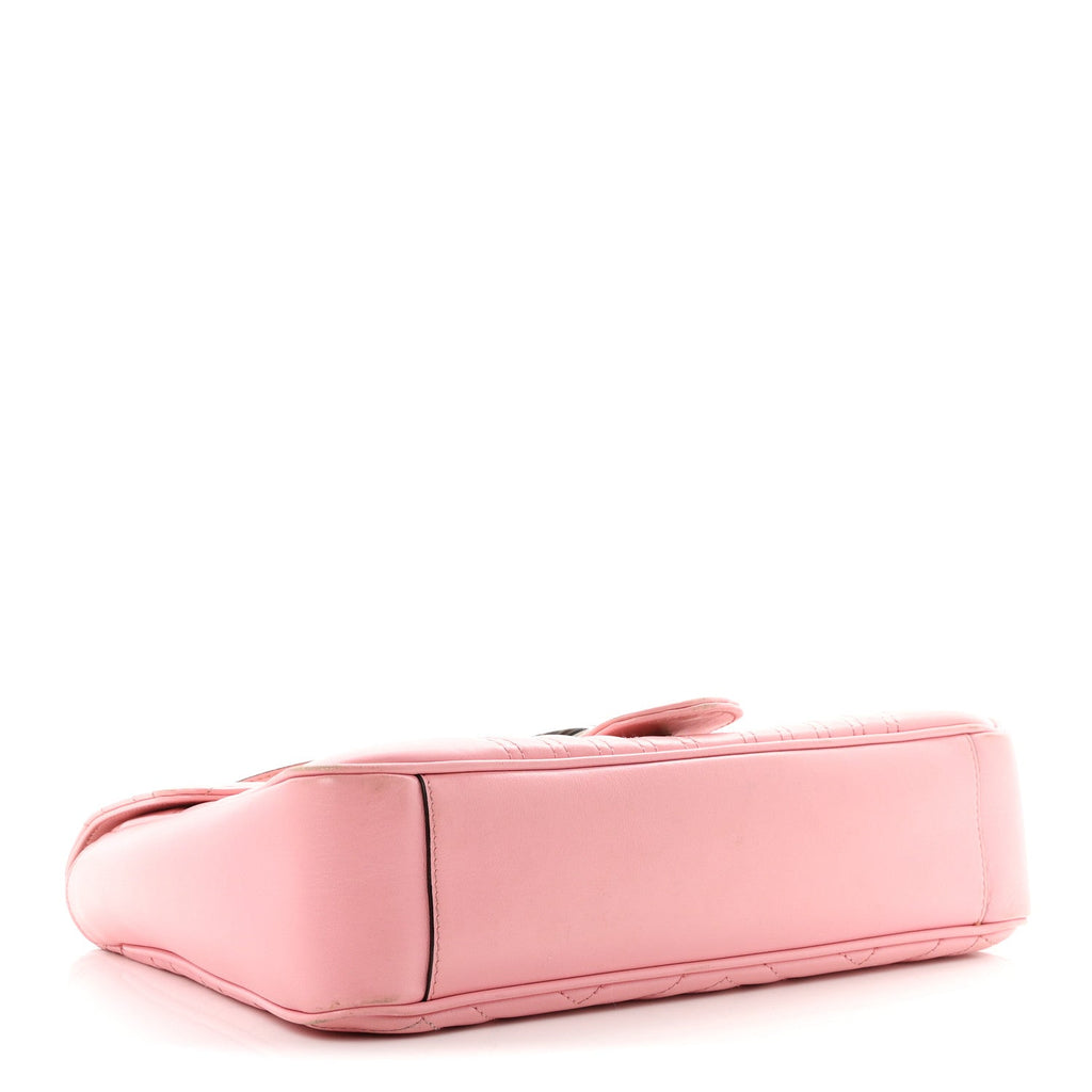 Gucci Calfskin Matelasse Medium GG Marmont Shoulder Bag Wild Rose