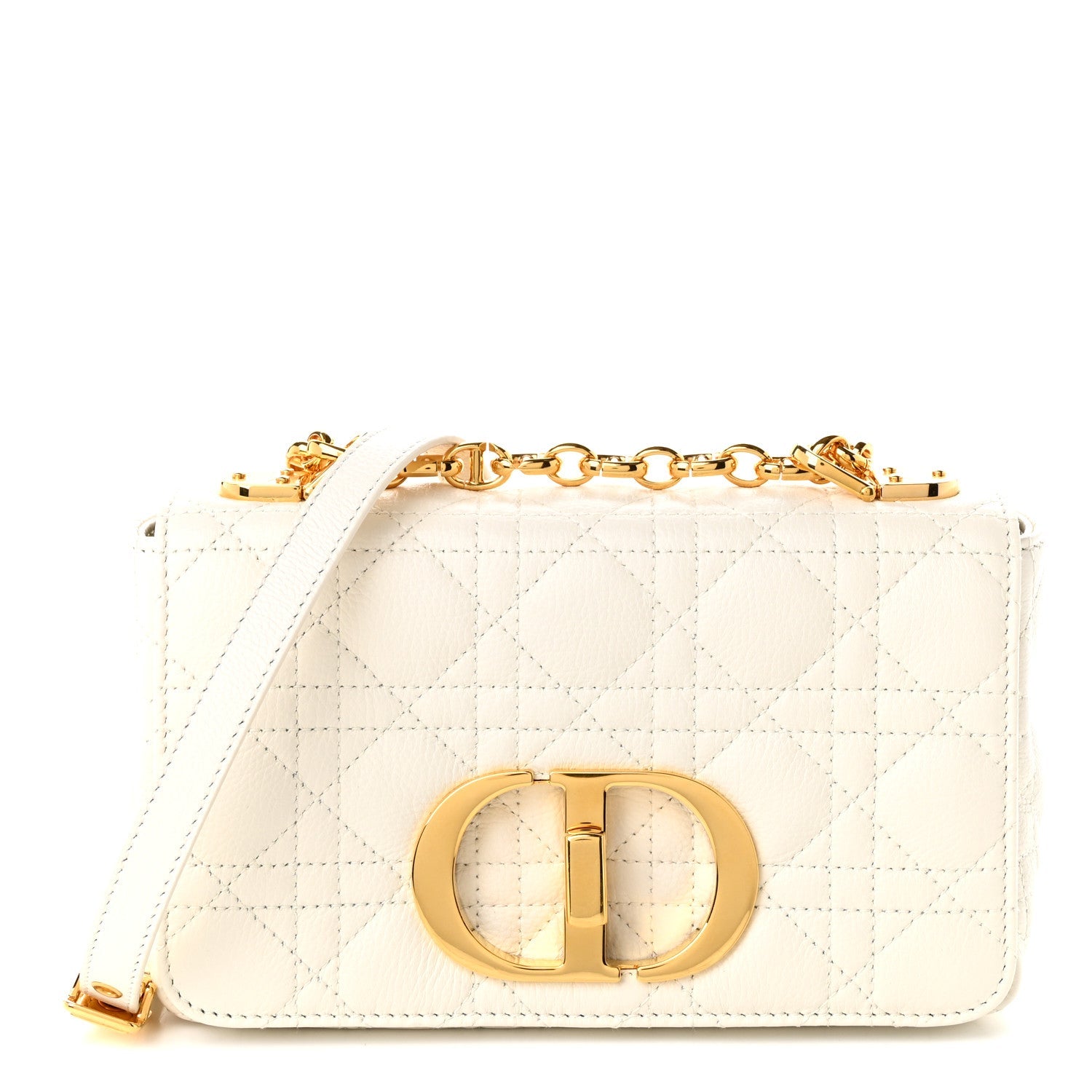 Dior Calfskin Cannage Small Caro Bag Ivory