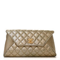 Chanel Metallic Lambskin Quilted Fold Up Again Clutch Gold