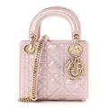 Dior Metallic Lambskin Cannage Mini Lady Dior Lotus