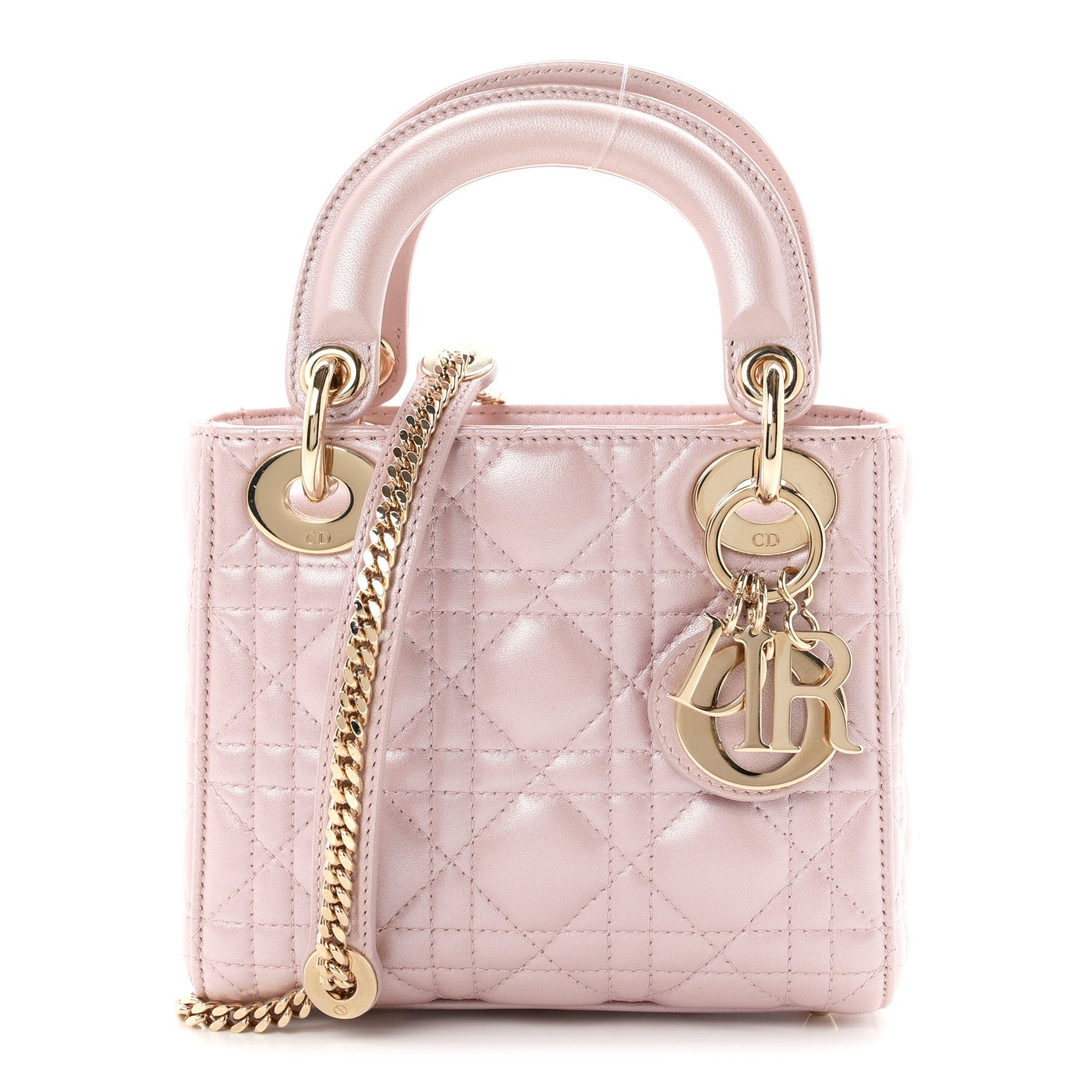 Dior Metallic Lambskin Cannage Mini Lady Dior Lotus