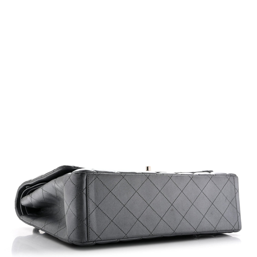 Chanel Metallic Lambskin Quilted Maxi Double Flap Pewter