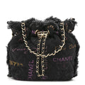 Chanel Denim Quilted Mood Small Bucket With Chain Black Multicolor